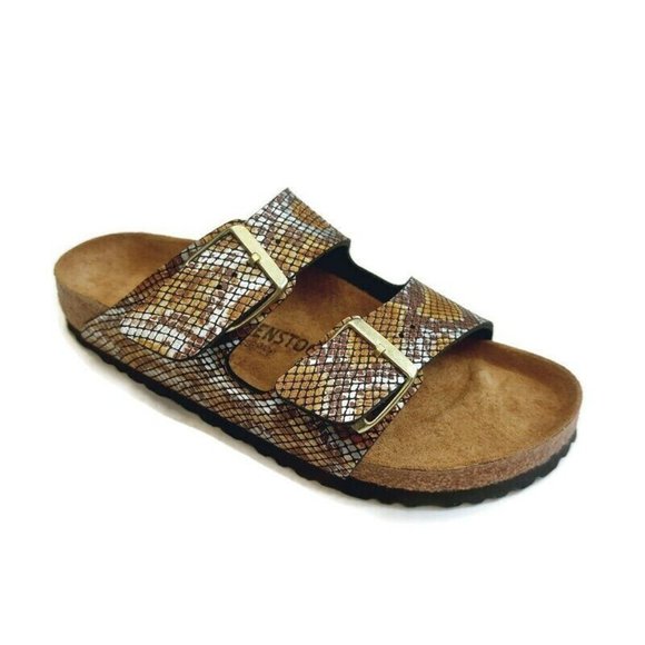 Birkenstock Shoes - Birkenstock Arizona Sandals Womens Size 9-9.5 EU 40 Snake Brown NARROW Fit